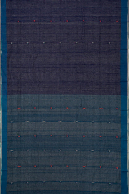 Handspun Cotton Butta Dark Blue Saree