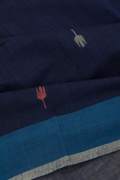 Ponduru Handspun Cotton Butta Dark Blue Saree