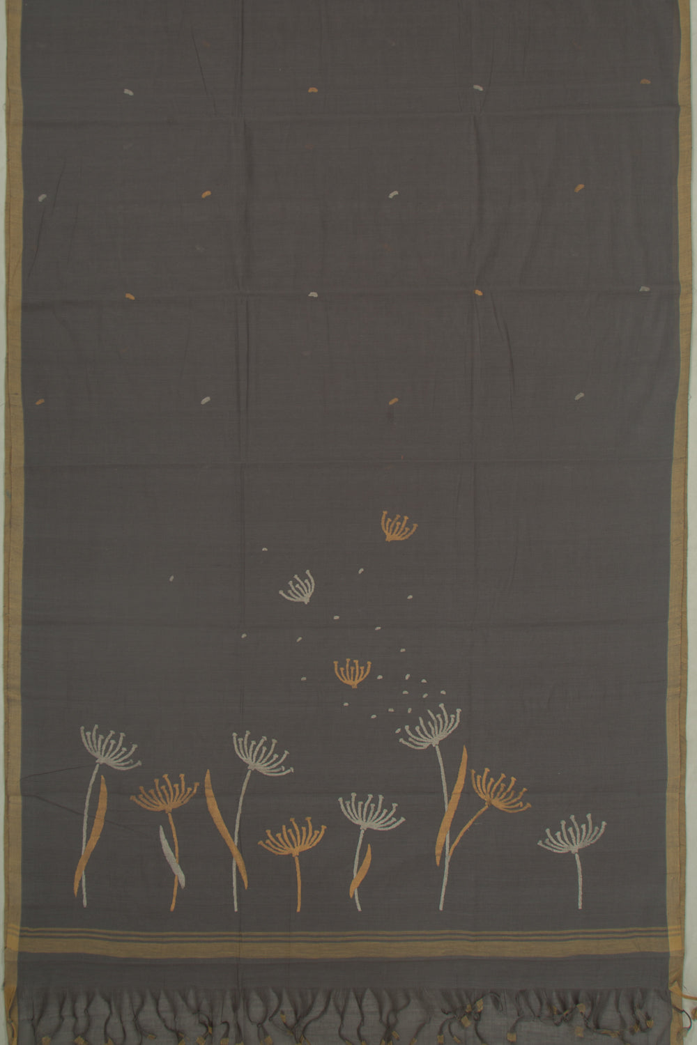 Ponduru Handspun Cotton Butta Grey Saree