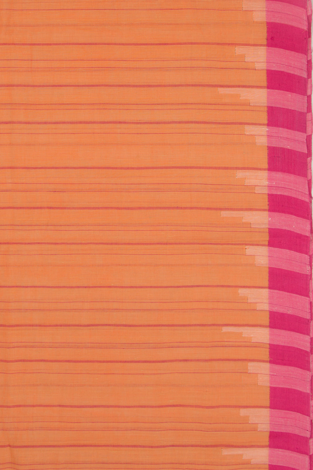 Ponduru Handspun Cotton Vertical Lines Orange Saree