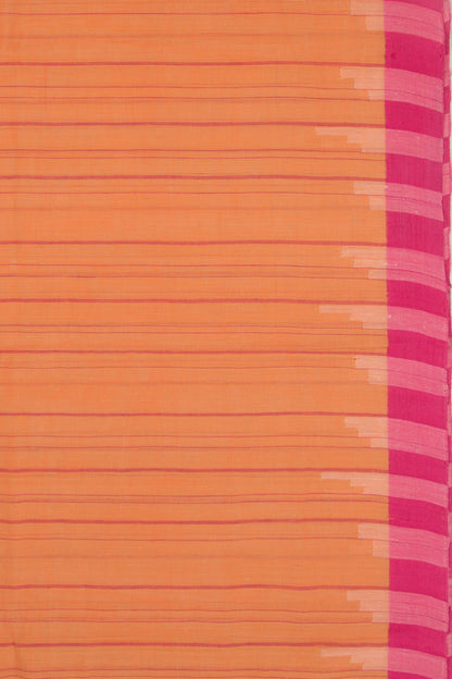 Ponduru Handspun Cotton Vertical Lines Orange Saree