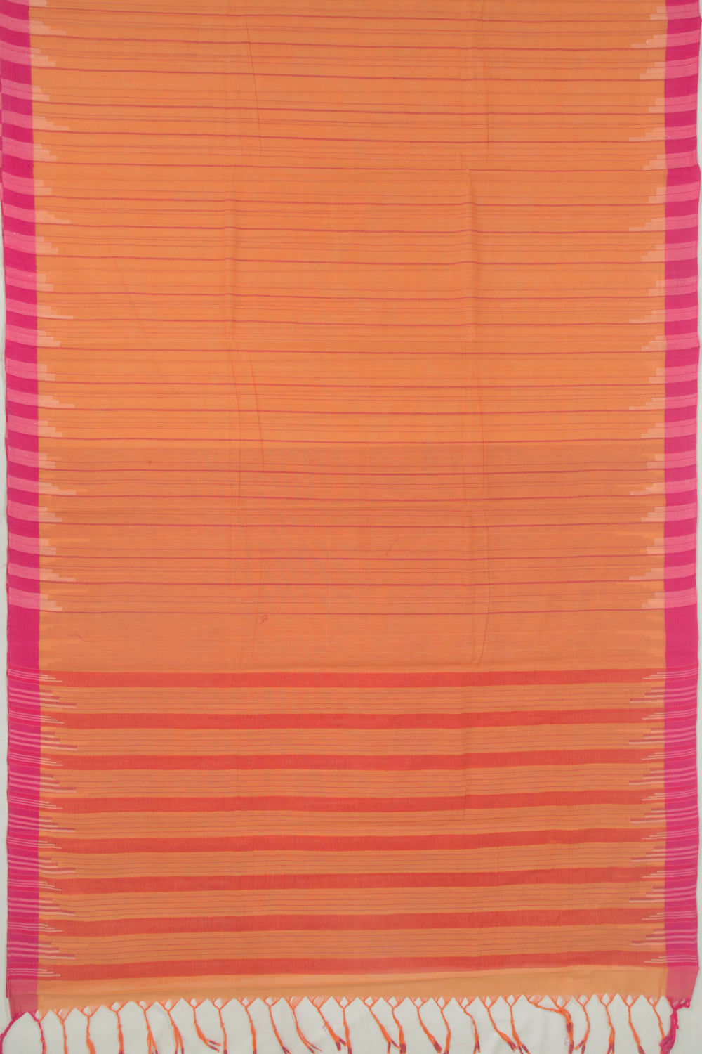 Ponduru Handspun Cotton Vertical Lines Orange Saree