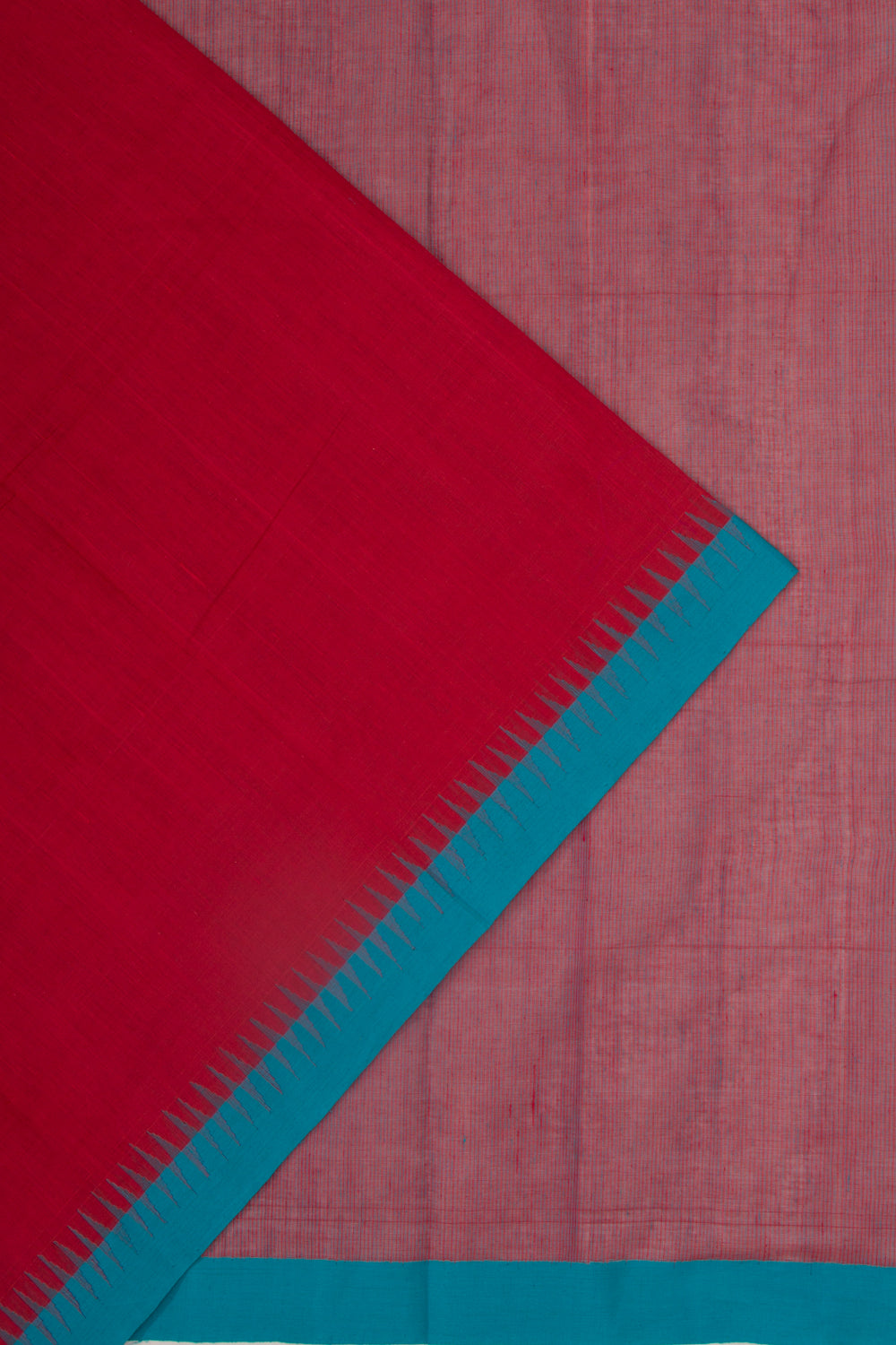 Ponduru Handspun Cotton Plain Red Saree