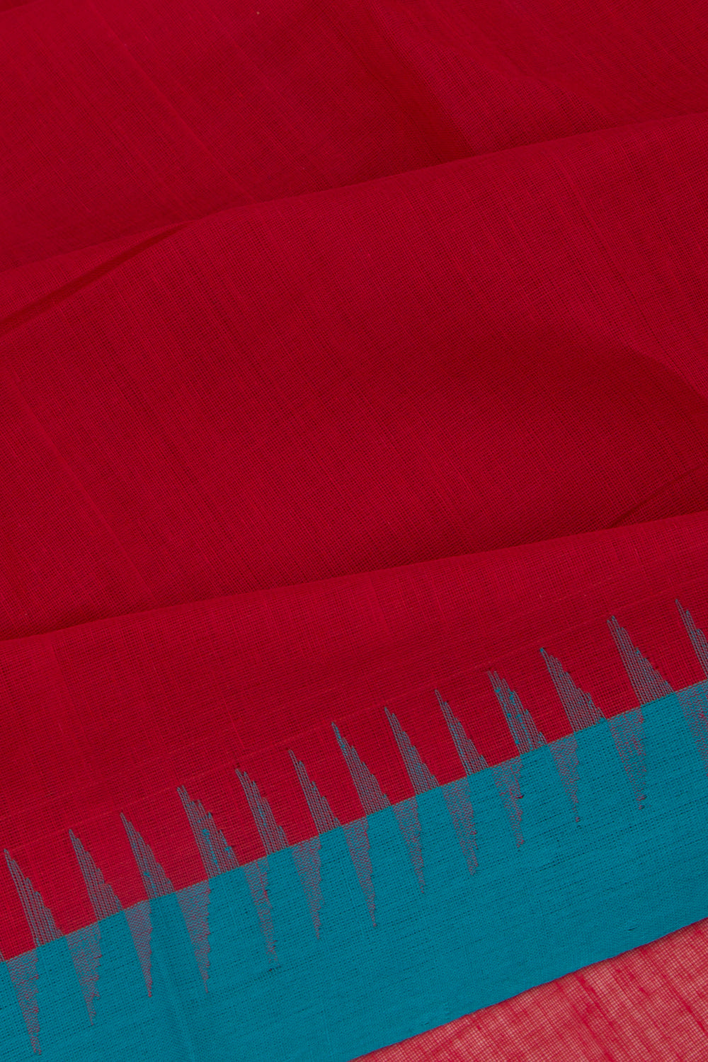 Ponduru Handspun Cotton Plain Red Saree