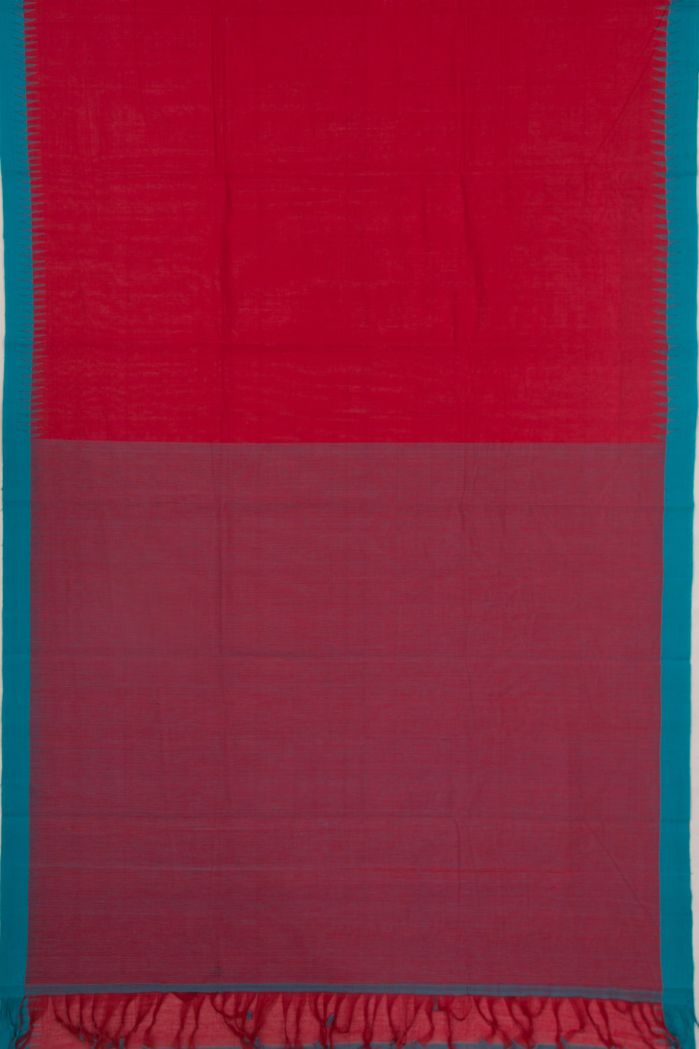 Ponduru Handspun Cotton Plain Red Saree