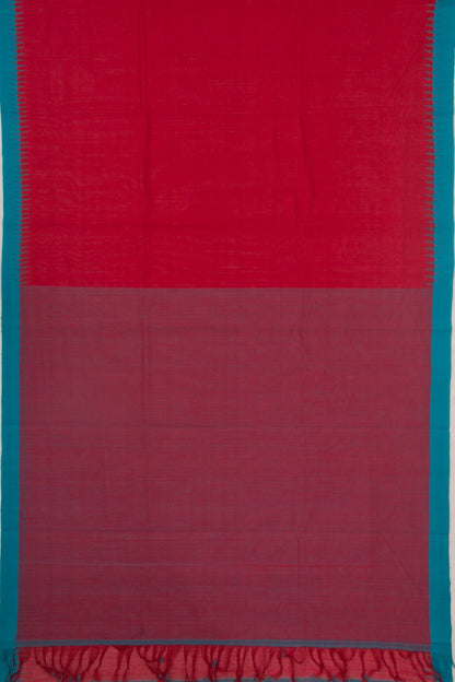 Ponduru Handspun Cotton Plain Red Saree