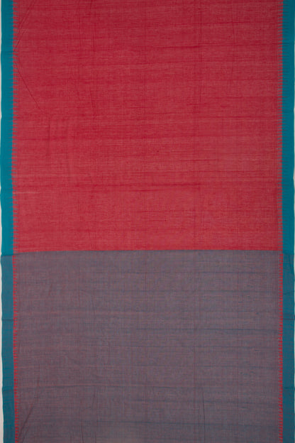 Ponduru Handspun Cotton Plain Red Saree