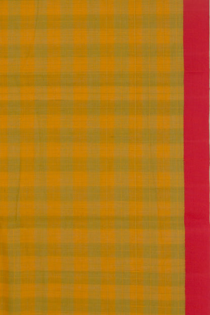 Ponduru Handspun Cotton Checks Yellow Saree