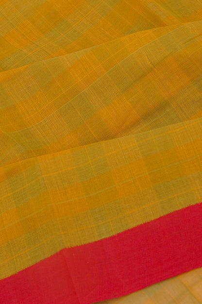 Ponduru Handspun Cotton Checks Yellow Saree