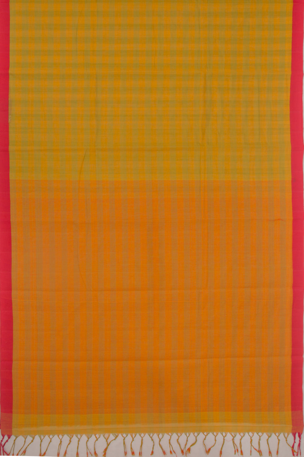 Ponduru Handspun Cotton Checks Yellow Saree