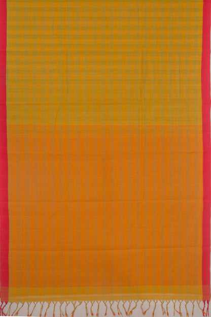 Ponduru Handspun Cotton Checks Yellow Saree