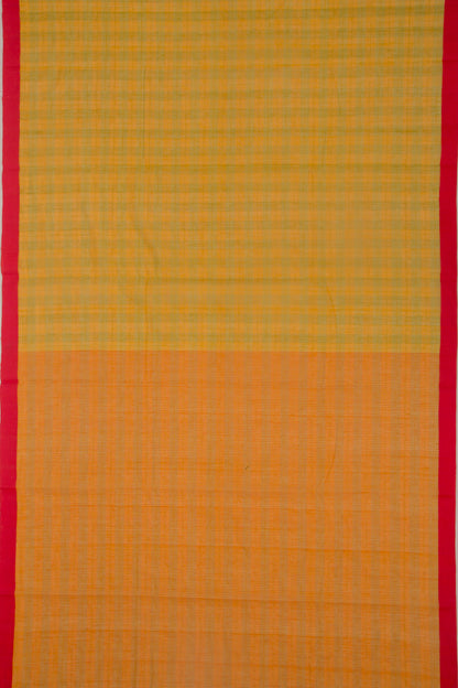 Ponduru Handspun Cotton Checks Yellow Saree