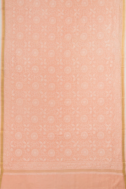 Kota Soft Silk Embroidery Pastel Orange Saree