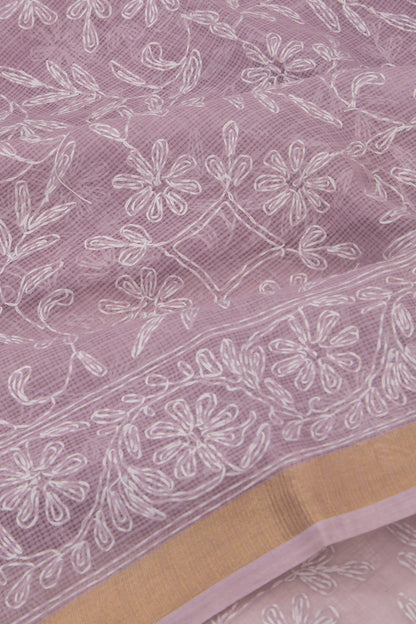 Kota Soft Silk Embroidery Lavender Saree