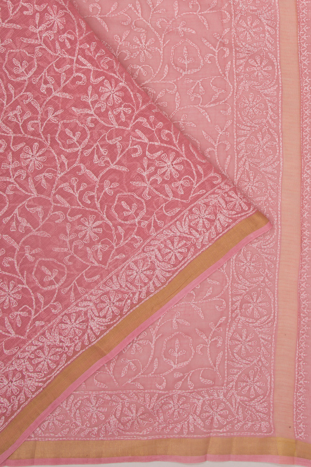 Kota Soft Silk Embroidery Pink Saree