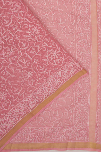 Kota Soft Silk Embroidery Pink Saree