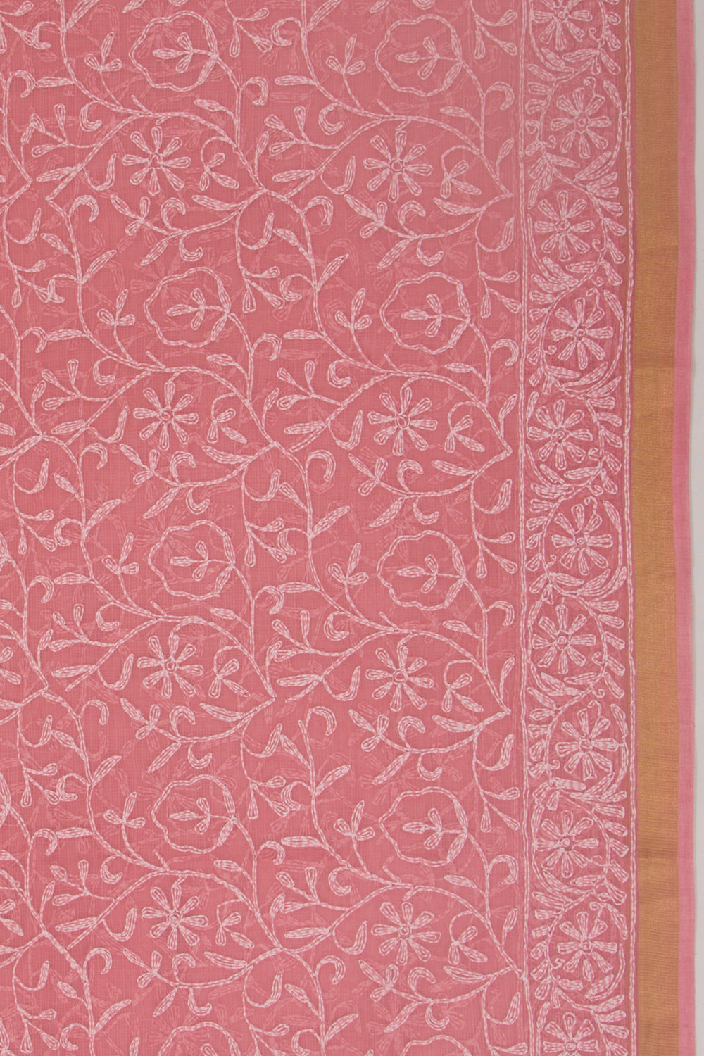 Kota Soft Silk Embroidery Pink Saree
