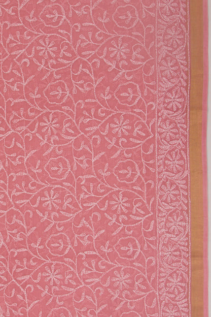 Kota Soft Silk Embroidery Pink Saree