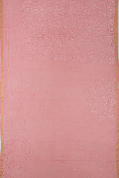 Kota Soft Silk Embroidery Pink Saree