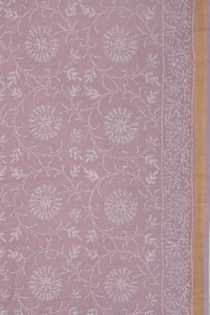 Kota Soft Silk Embroidery Lavender Saree