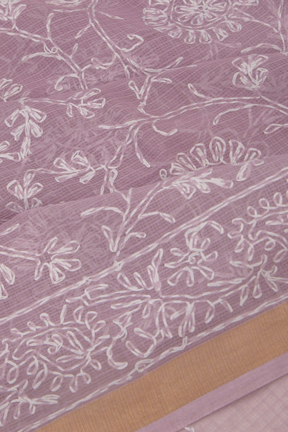 Kota Soft Silk Embroidery Lavender Saree