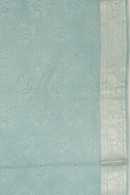 Organza Floral Embroidery Blue Saree