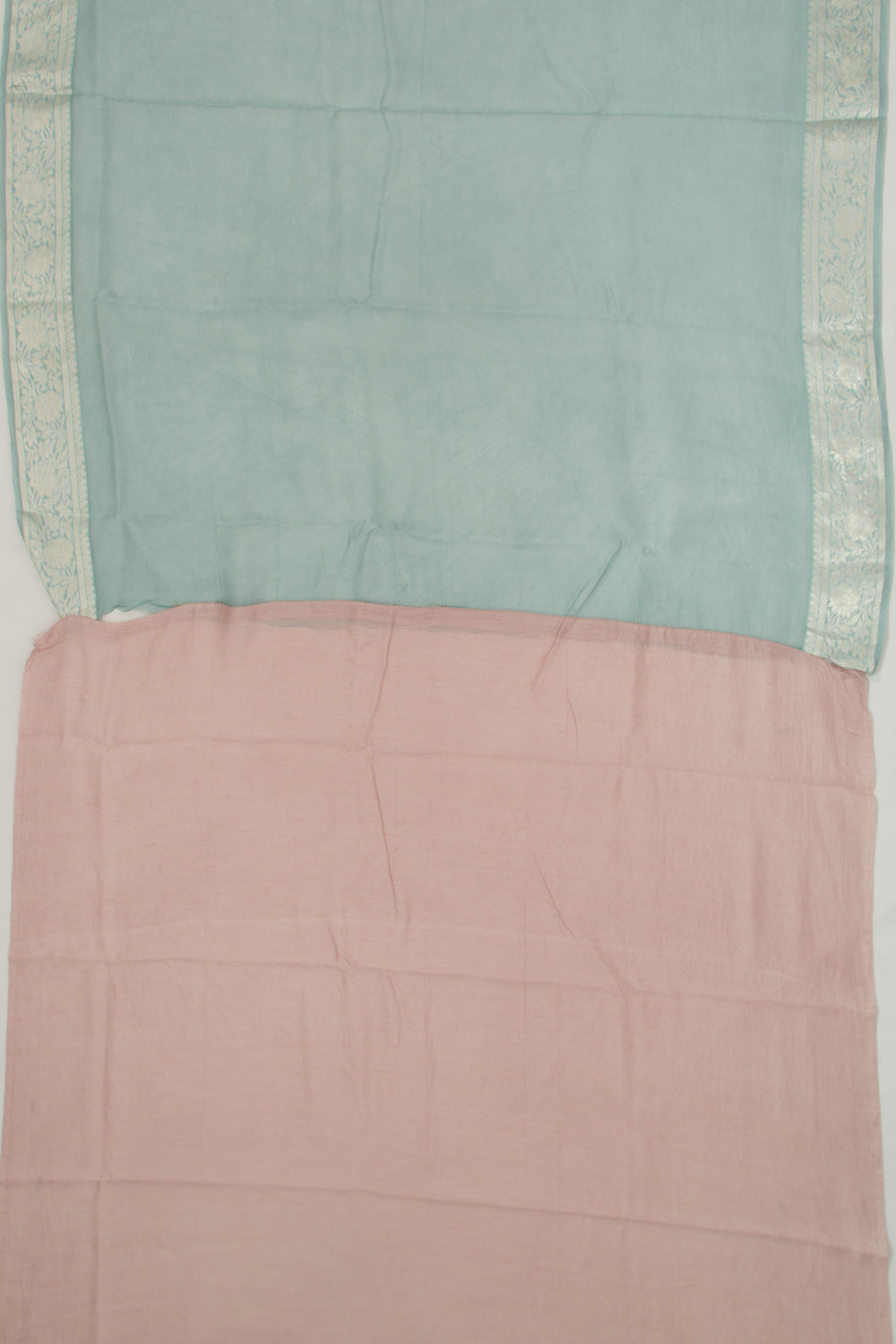 Organza Floral Embroidery Blue Saree