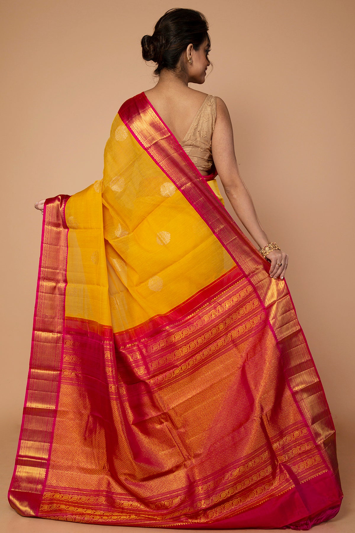Kanchipuram Silk Butta Yellow Saree