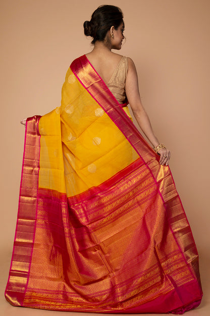 Kanchipuram Silk Butta Yellow Saree
