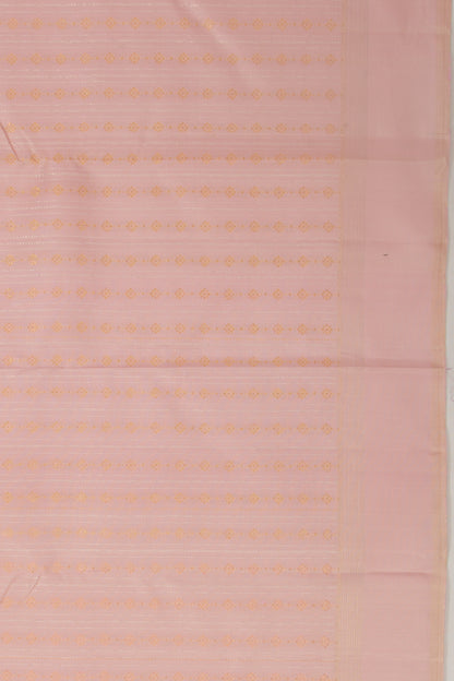 Kanchipuram Silk Vertical Lines And Brocade Peach Saree