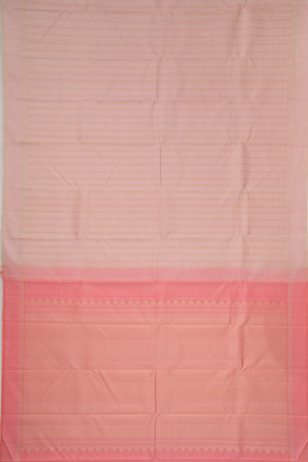 Kanchipuram Silk Vertical Lines And Brocade Peach Saree