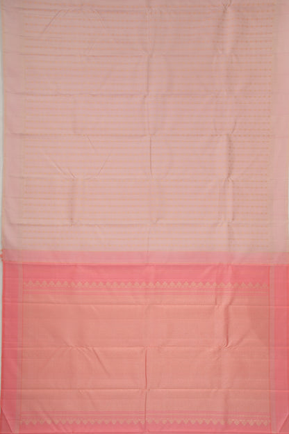 Kanchipuram Silk Vertical Lines And Brocade Peach Saree