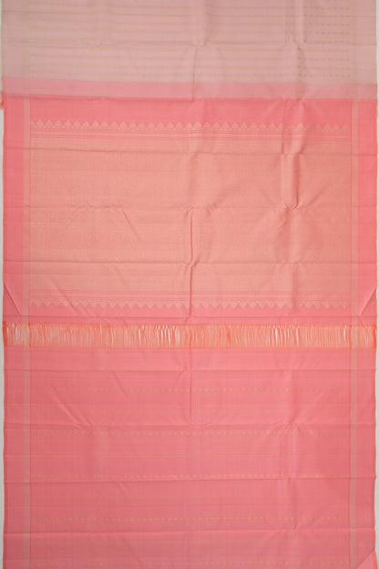 Kanchipuram Silk Vertical Lines And Brocade Peach Saree