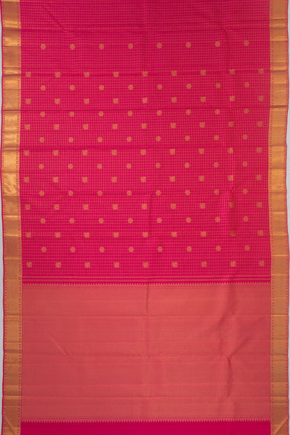 Kanchipuram Silk Checks And Butta Pink Saree