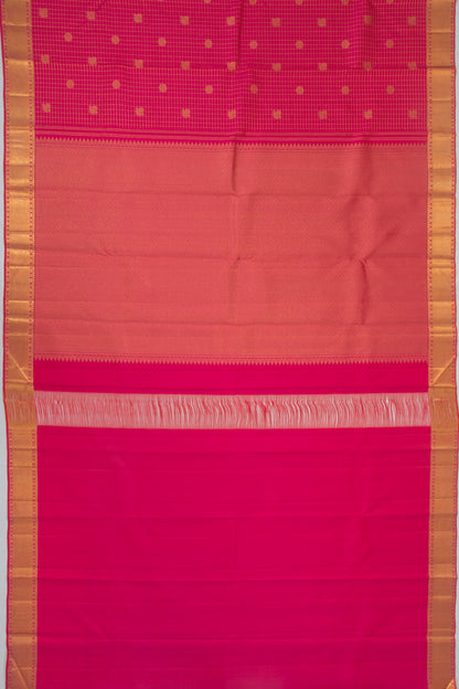 Kanchipuram Silk Checks And Butta Pink Saree