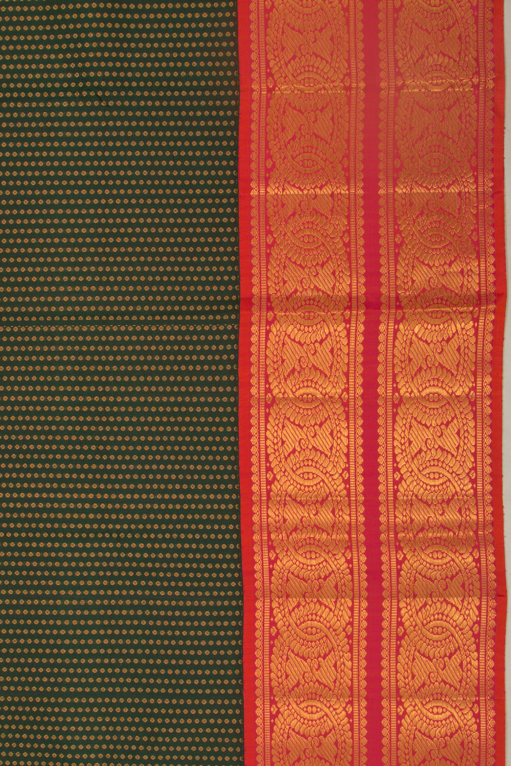 Kanchipuram Silk Brocade Bottle Green Saree