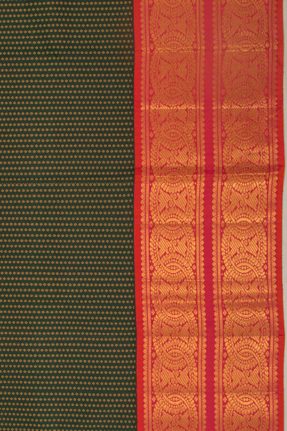 Kanchipuram Silk Brocade Bottle Green Saree