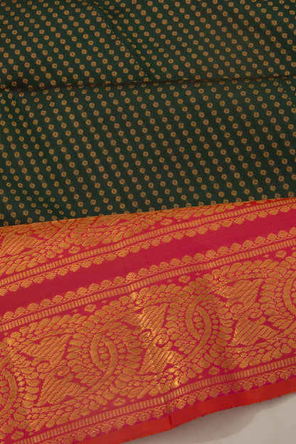 Kanchipuram Silk Brocade Bottle Green Saree