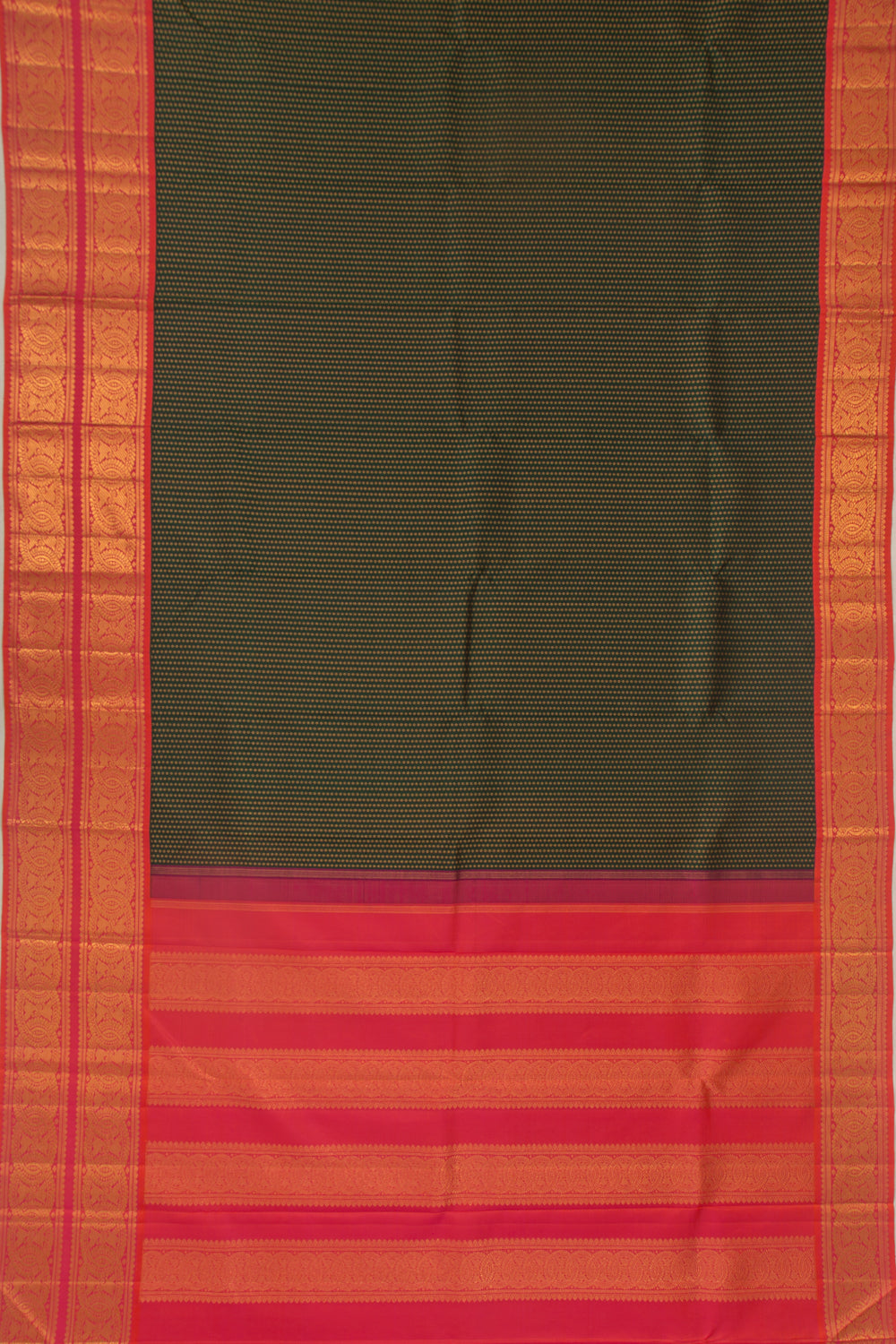 Kanchipuram Silk Brocade Bottle Green Saree