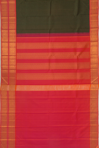 Kanchipuram Silk Brocade Bottle Green Saree