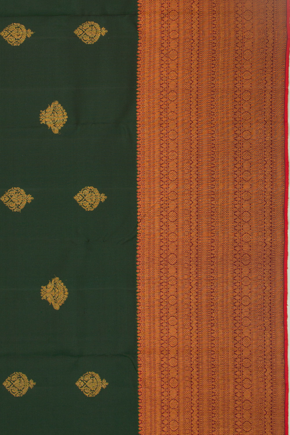 Kanchipuram Silk Butta Bottle Green Saree