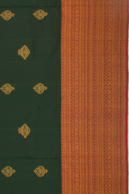 Kanchipuram Silk Butta Bottle Green Saree