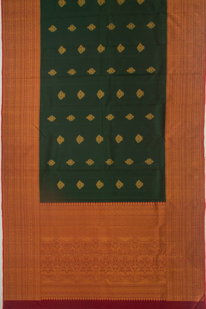 Kanchipuram Silk Butta Bottle Green Saree
