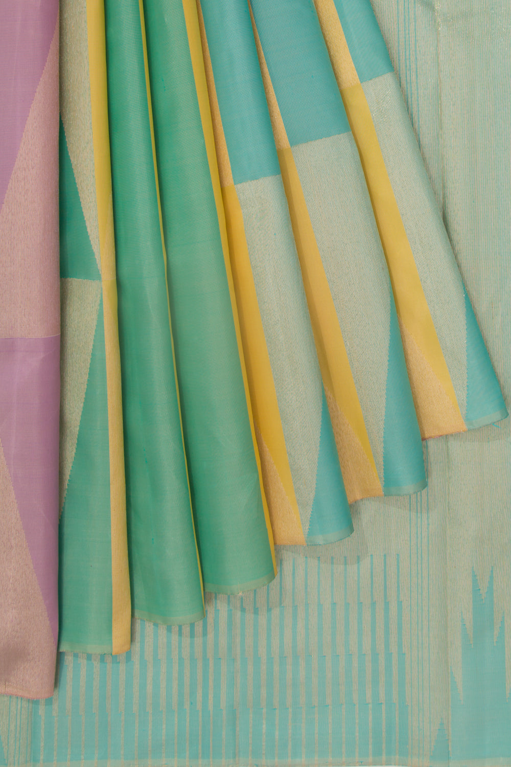 Kanchipuram Silk Geometrical Brocade Multicolour Saree