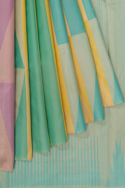 Kanchipuram Silk Geometrical Brocade Multicolour Saree