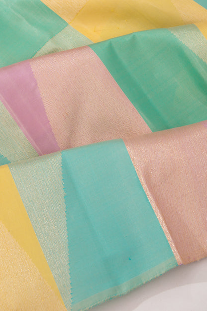 Kanchipuram Silk Geometrical Brocade Multicolour Saree