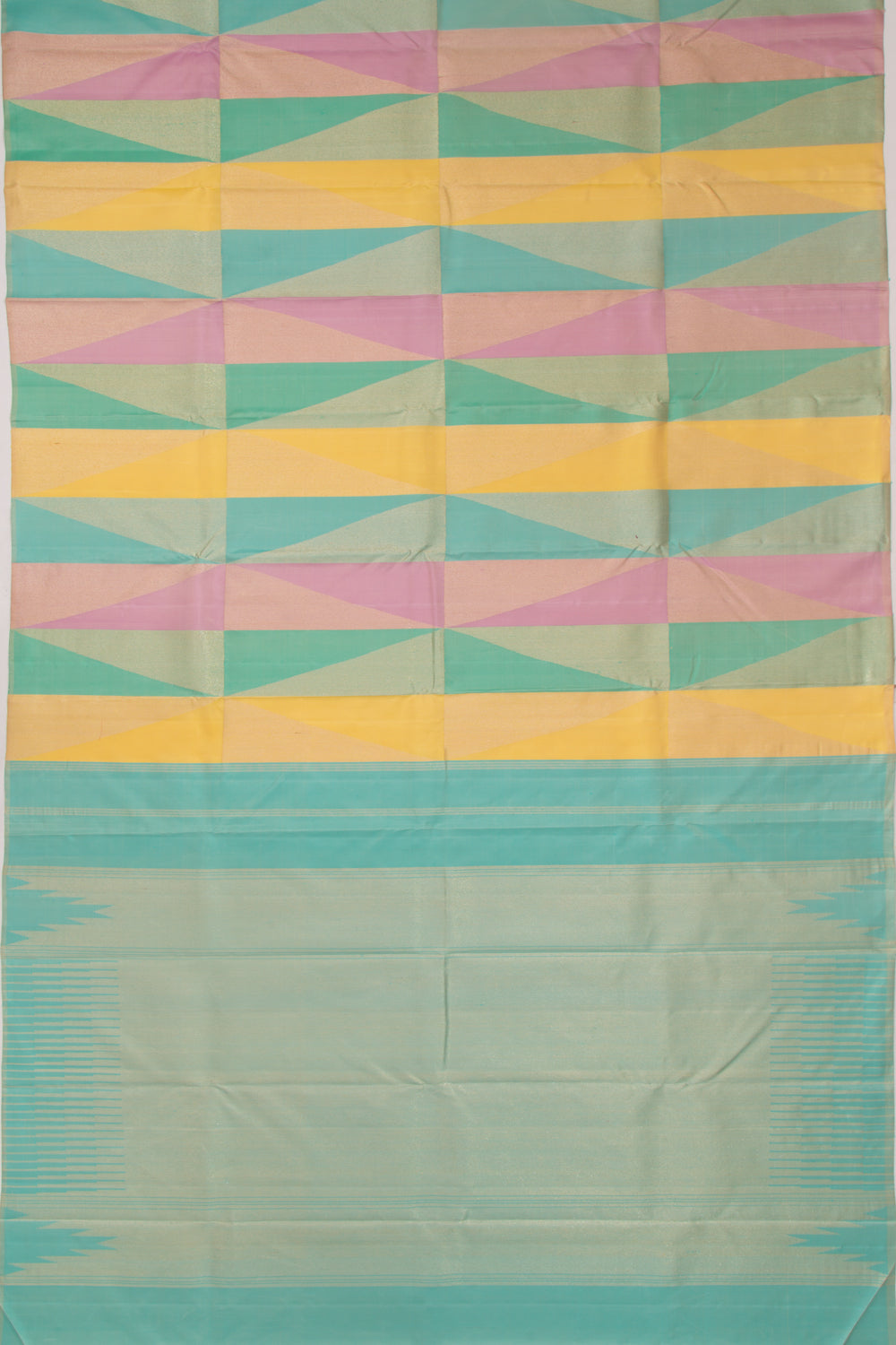Kanchipuram Silk Geometrical Brocade Multicolour Saree