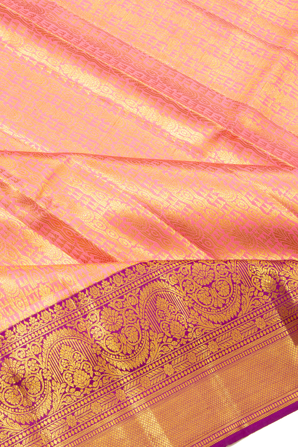 Kanchipuram Silk Brocade Pink Saree