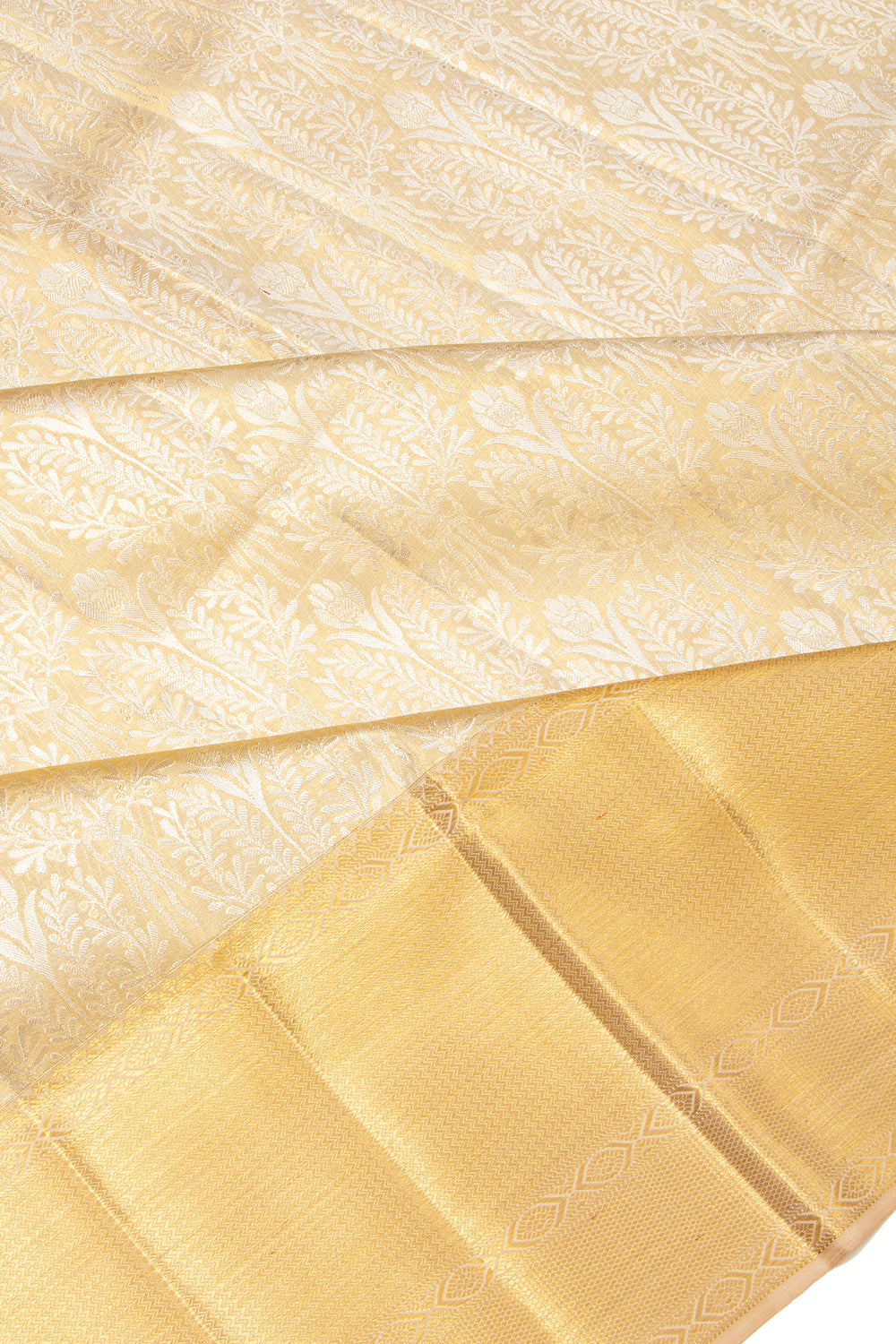 Kanchipuram Silk Tissue Brocade Gold Saree