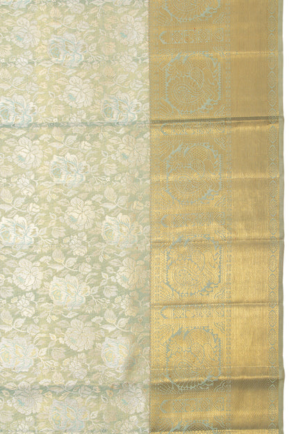 Kanchipuram Silk Tissue Jaal Pista Green Saree